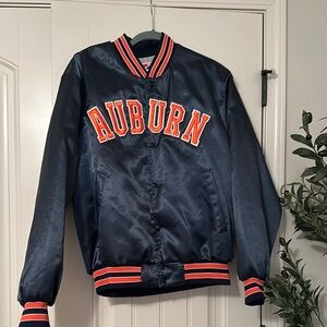 Auburn Satin Bomber Jacket - Navy and Orange